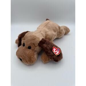 Ty Beanie Buddies Bones Puppy Plush 14" Luxe Soft Brown Floppy Retired 2000 Tag